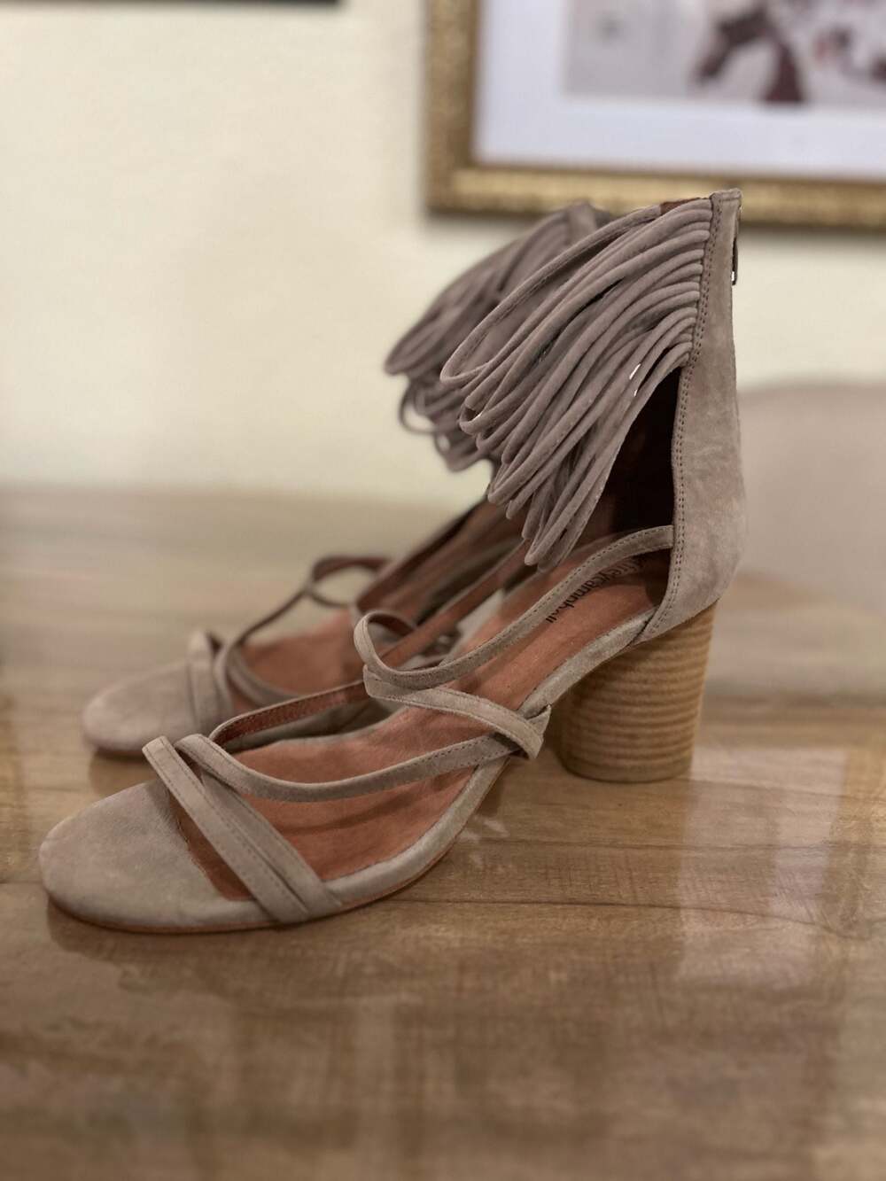 Jeffrey Campbell Despina Suede Tassel Block Heel Sandals